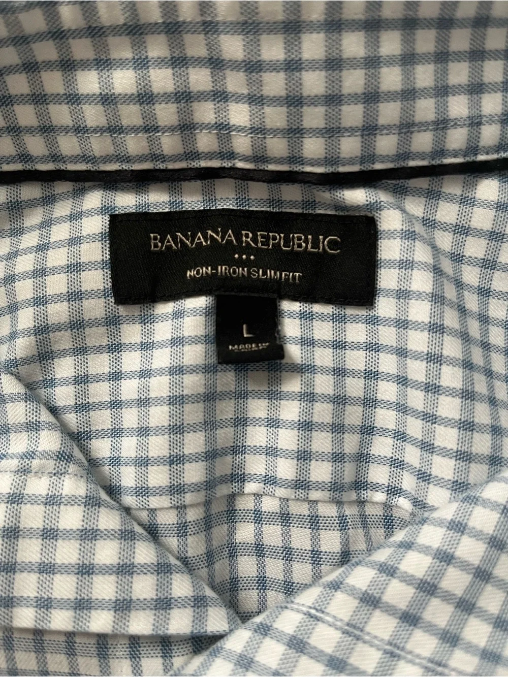 Banana Republic Blue and White Check Shirt - Men’s Size L